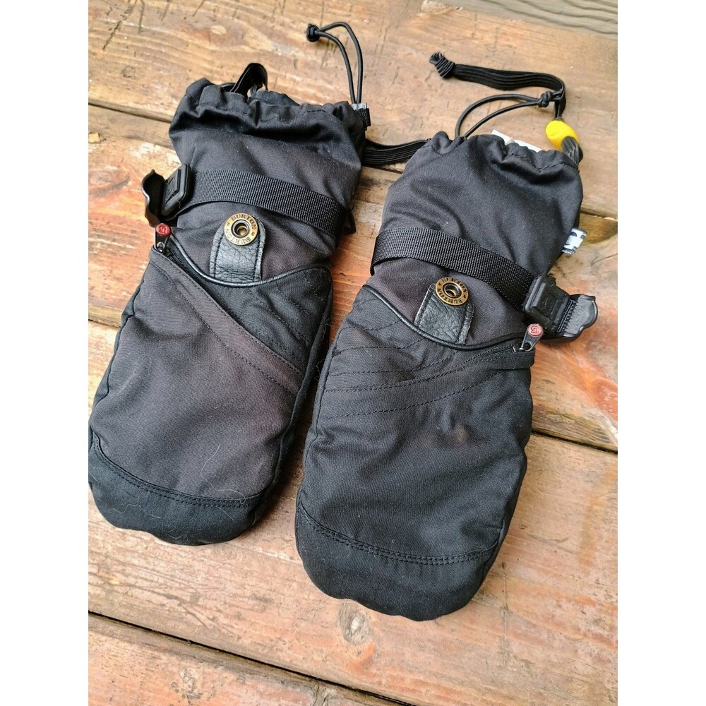 Burton Women's  Black Baker Mittens Ski Snowboard Black Front Zip Sz Small